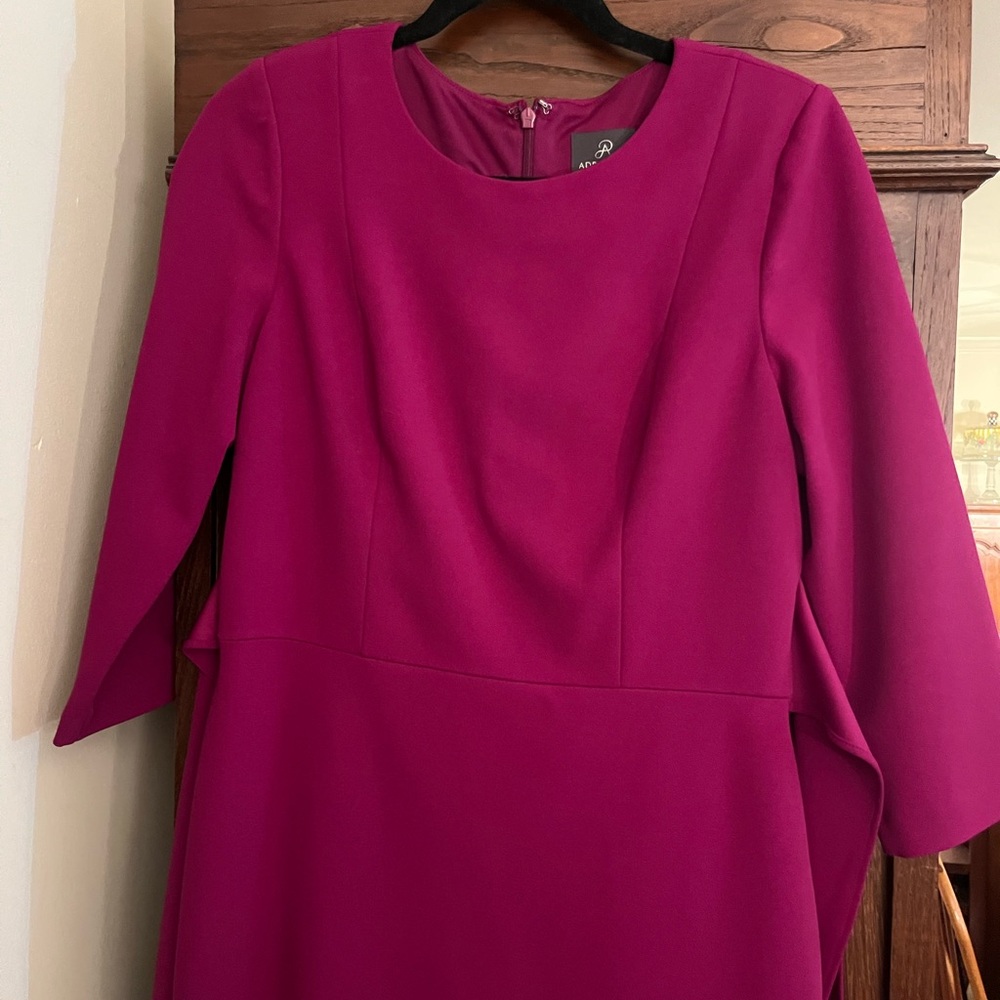 Adrianna Papell Pink Sheath Dress Crew Neck 3/4 Sleeve